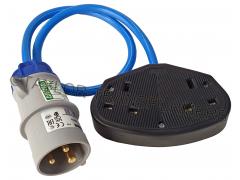 240V 16A TO 2x13A GENERATOR FLY LEAD ADAPTOR